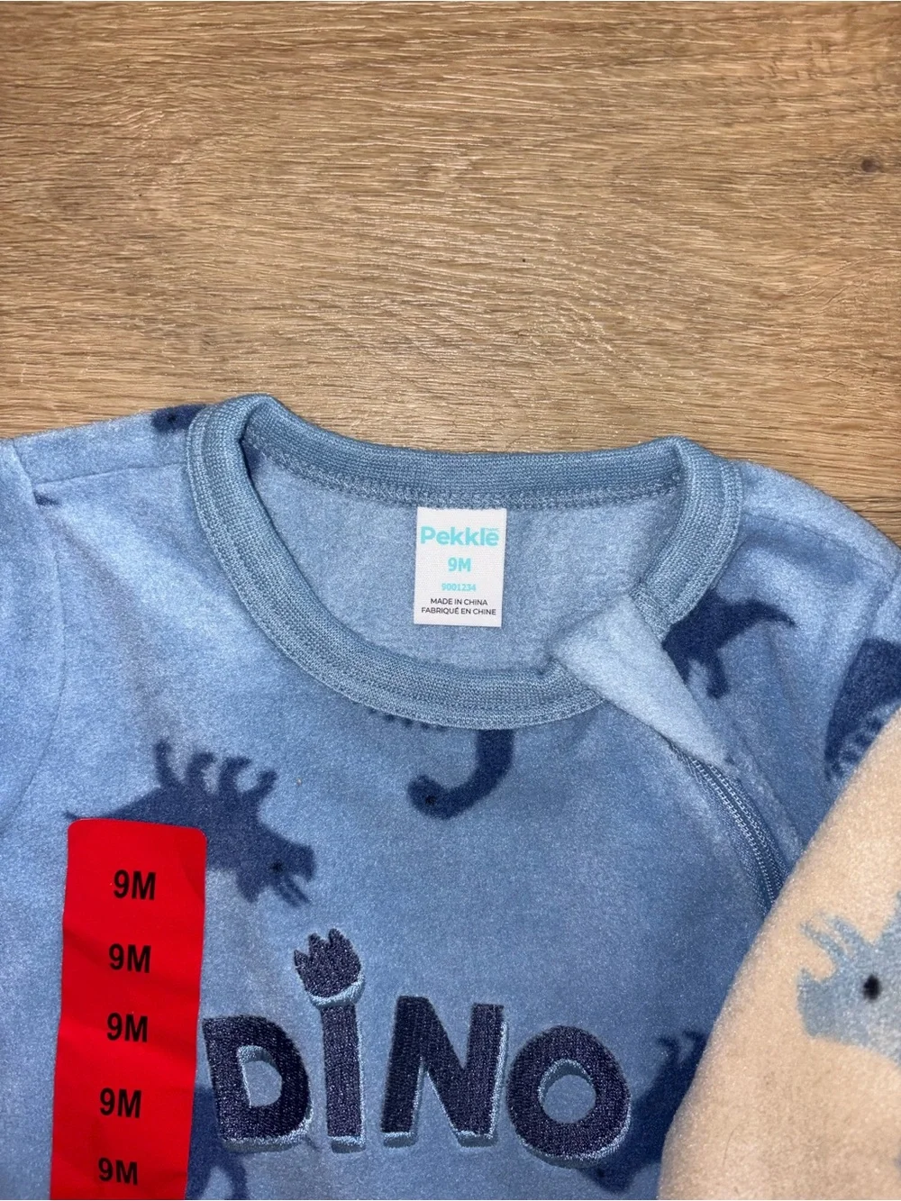 Soft Dinosaur Footed Pajama Set for Kids - Blue & Cream - Picture 2 of 2
